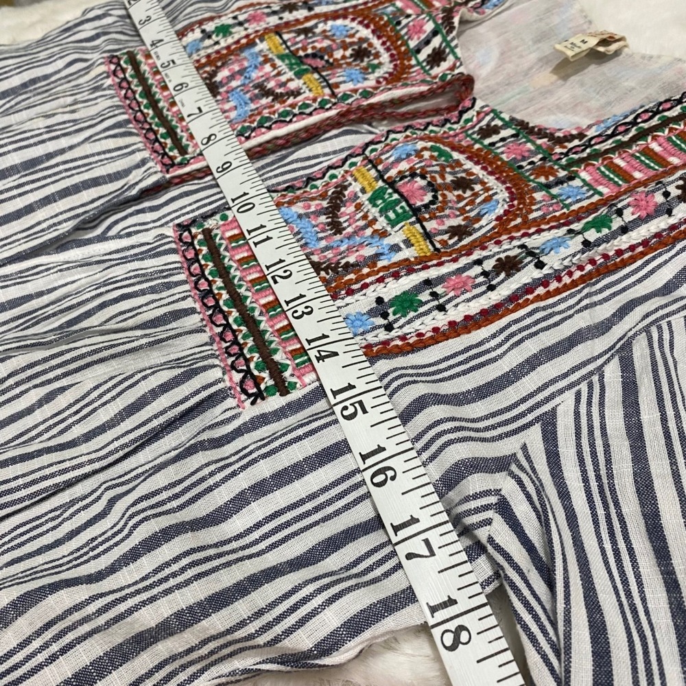 Raga Embroidered Open Front Striped Tassel Cardigan‎ Top Boho Bohemian - Picture 5 of 9